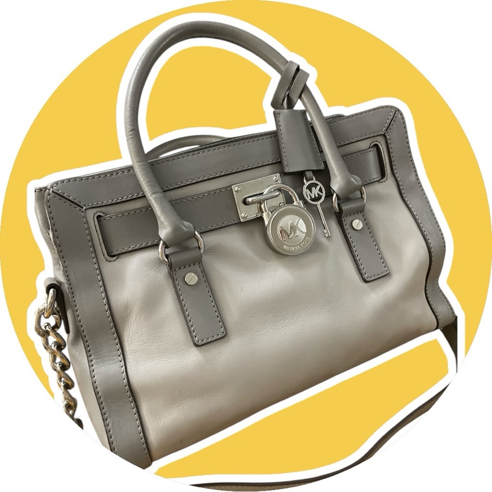 Michael Kors Colorblock Leather Hamilton Frame Out Satchel w/ Lock & Key